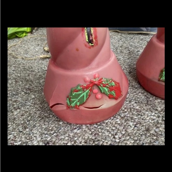 2 Giant 37” Blow Mold Christmas Candles Lighted Beco...